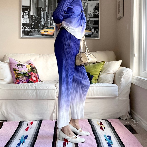 Micropleated blue ombre pants - Picture 5 of 13